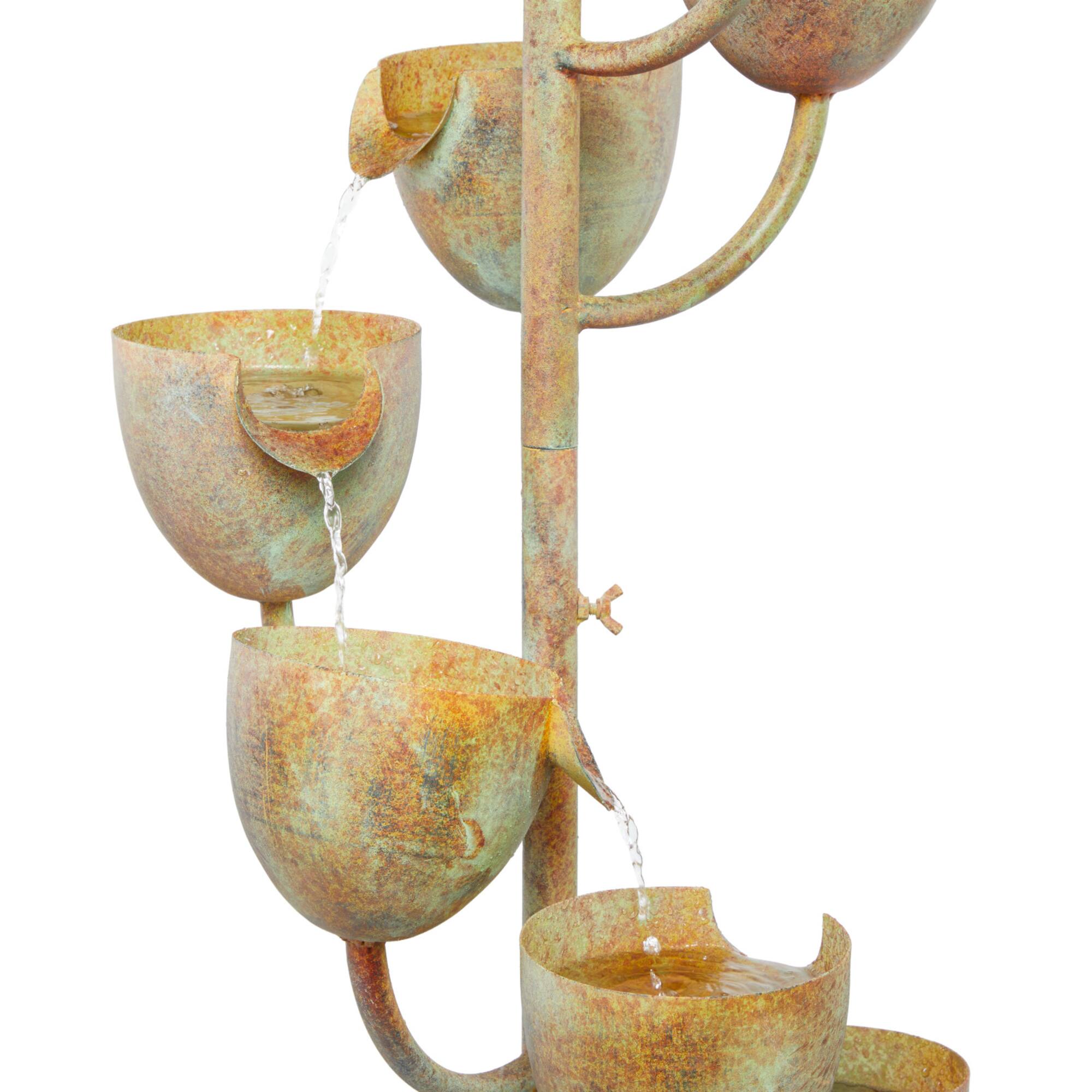 Copper Metal Rustic Fountain, 75" x 13" x 13"